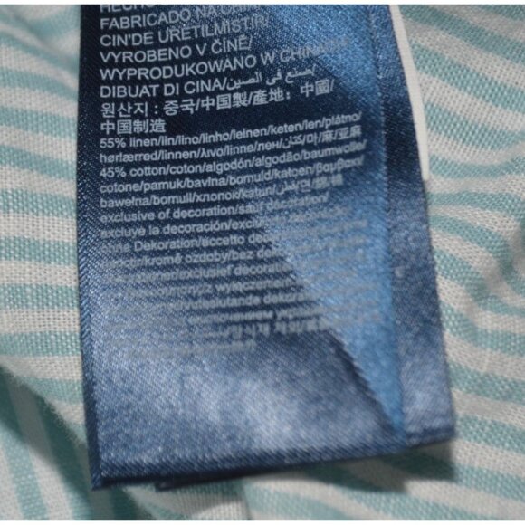 Tommy Hilfiger Mens Blue Linen Blend Striped Button Up Long Sleeve Shirt Size XL - Picture 8 of 9